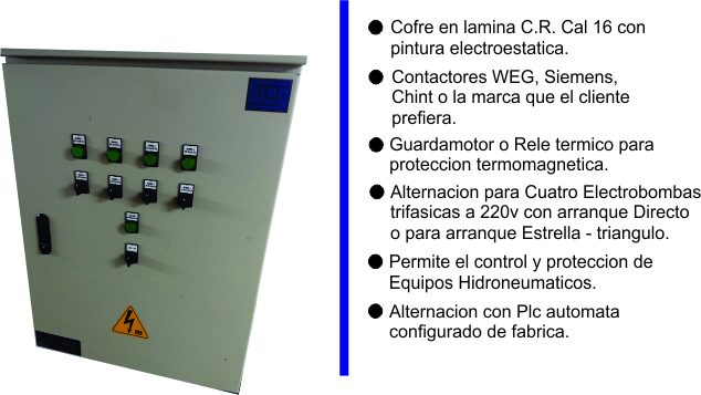 Tablero de Alternación y Simultaneidad para 3 y 4 Motobombas
